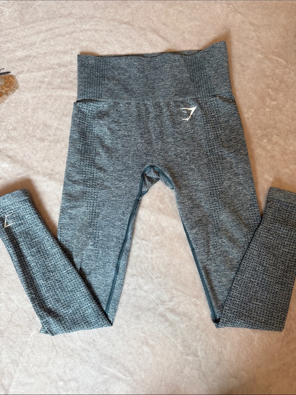 Gym Shark High-Waist Heathered Blue Seamless Active Leggings